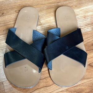 J. Crew Capri Black and Tan Cross Strap Sandals‎